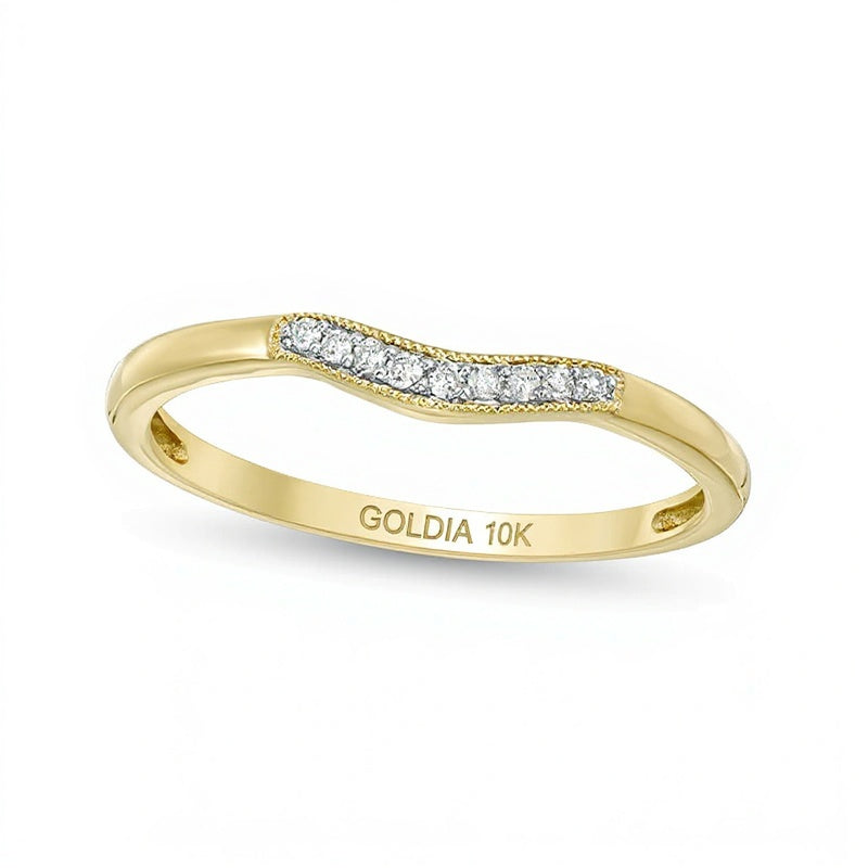 Diamond Accent Vintage-Style Contour Anniversary Band in 10K Gold