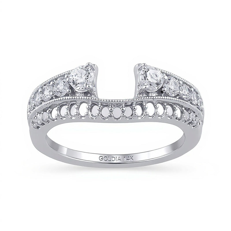 0.75 CT. TW Diamond Vintage-Style Solitaire Enhancer in 14K White Gold