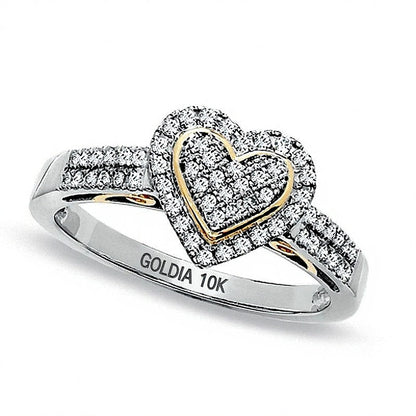 0.33 CT. TW Diamond PavÃ© Heart Ring in 10K Two-Tone Gold