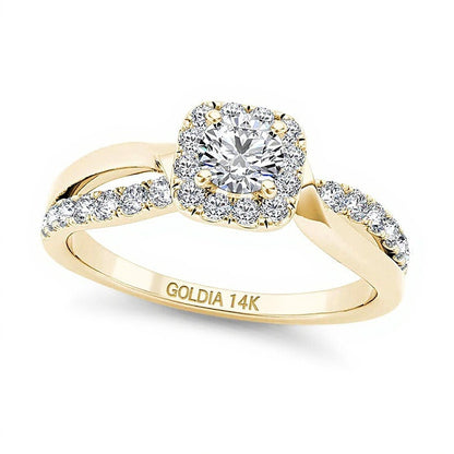0.75 CT. TW Diamond Square Frame Split Shank Engagement Ring in 14K Gold