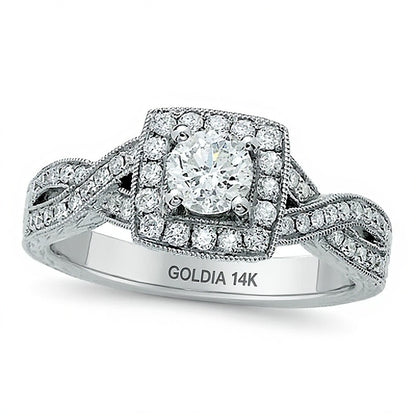 0.88 CT. TW Diamond Twist Ring in 14K White Gold