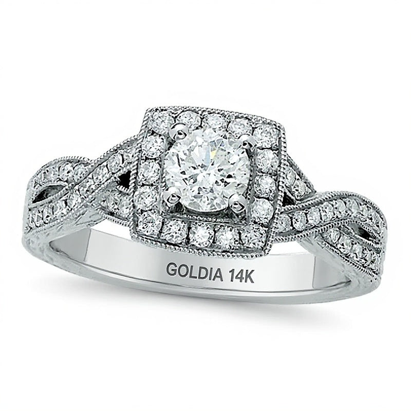 0.88 CT. TW Diamond Twist Ring in 14K White Gold