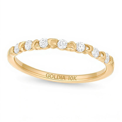 0.2 CT. TW Diamond Alternating Heart Stackable Band in 10K Gold