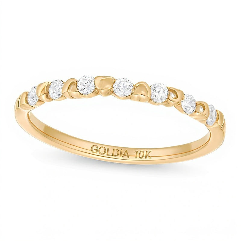 0.2 CT. TW Diamond Alternating Heart Stackable Band in 10K Gold