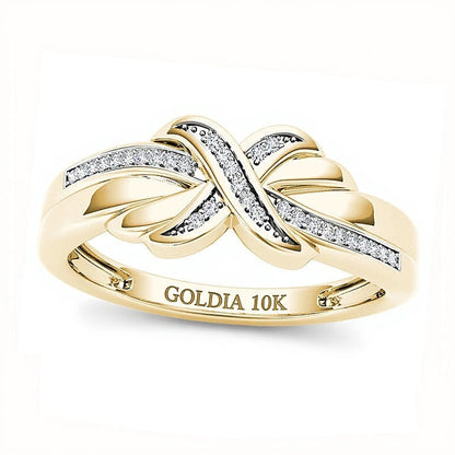 0.07 CT. TW Diamond "X" Ring in 10K Gold