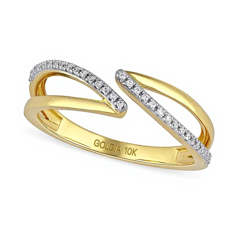 0.1 CT. TW Diamond Open Shank Bypass Wrap Ring in 10K Gold