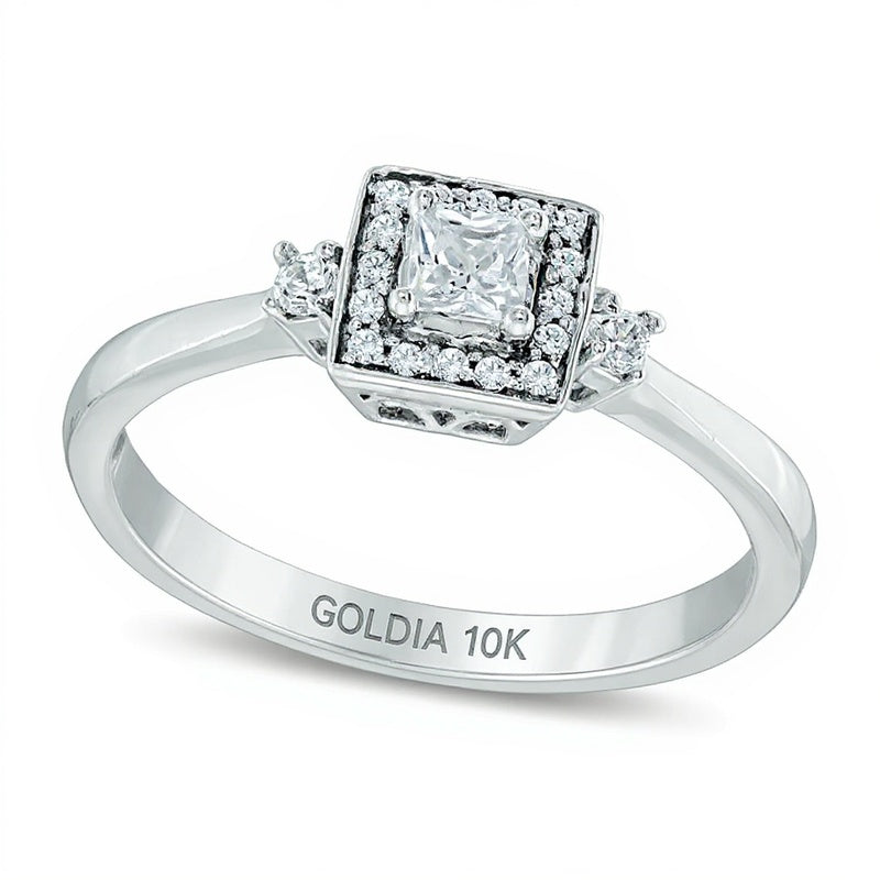 0.25 CT. TW Princess-Cut Diamond Frame Promise Ring in 10K White Gold