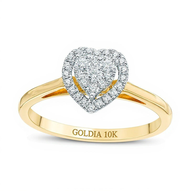 0.25 CT. TW Composite Diamond Heart Frame Promise Ring in 10K Gold