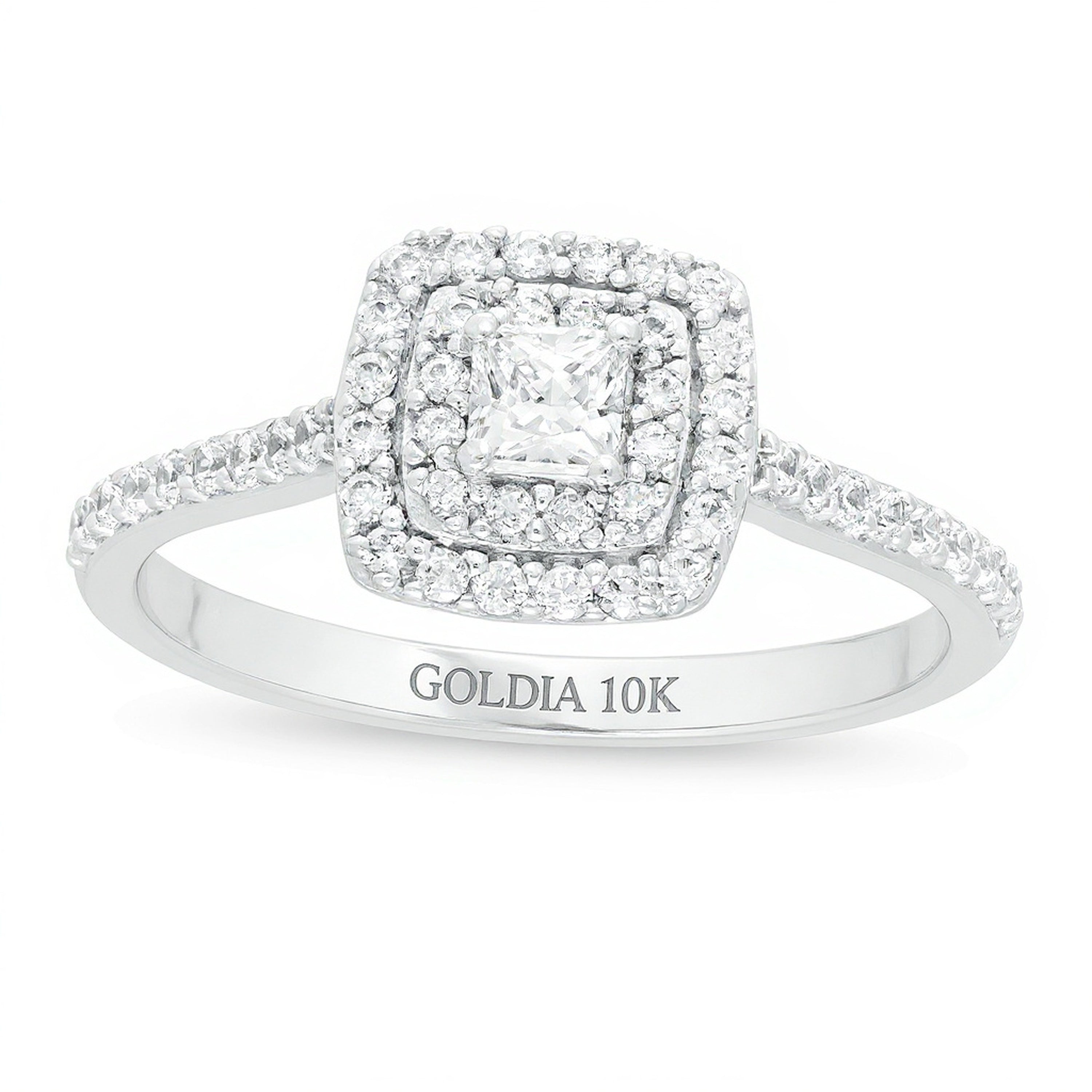 0.5 CT. TW Princess-Cut Diamond Double Frame Engagement Ring in 10K White Gold
