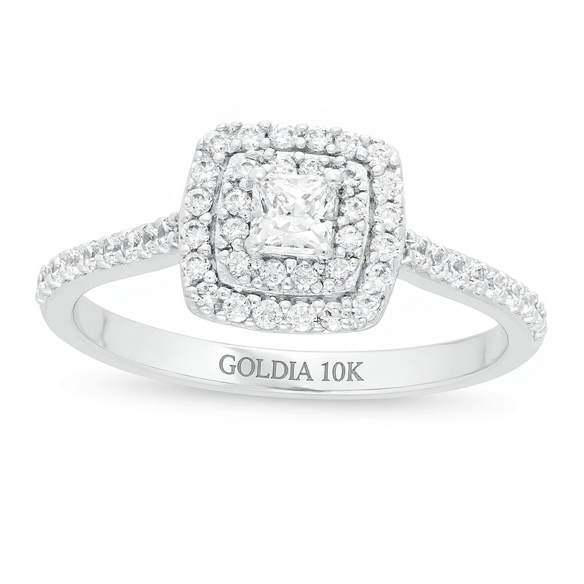 0.5 CT. TW Princess-Cut Diamond Double Frame Engagement Ring in 10K White Gold