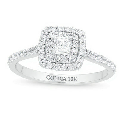 0.5 CT. TW Princess-Cut Diamond Double Frame Engagement Ring in 10K White Gold