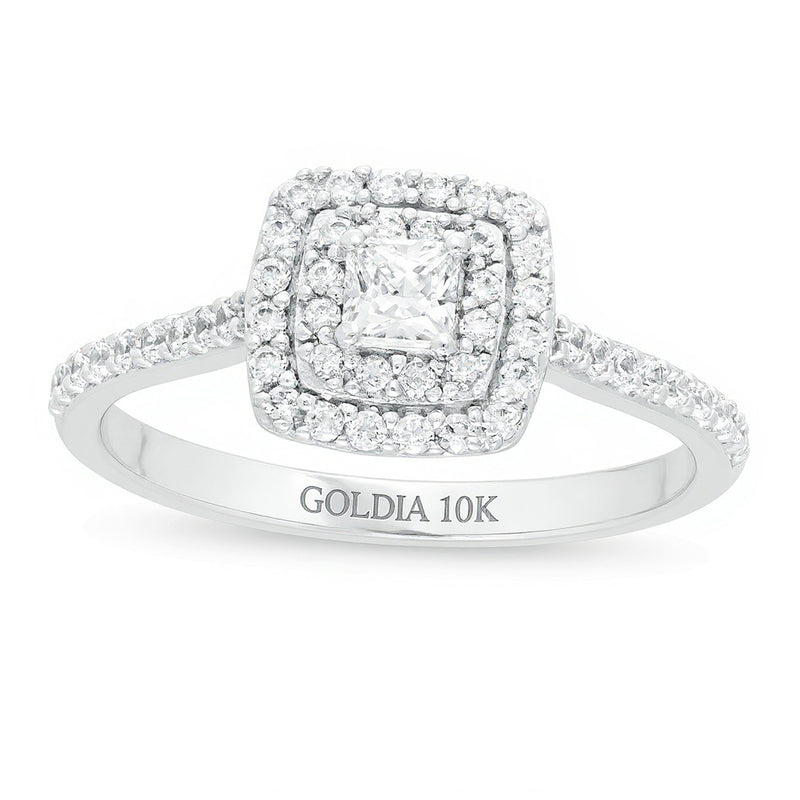 0.5 CT. TW Princess-Cut Diamond Double Frame Engagement Ring in 10K White Gold