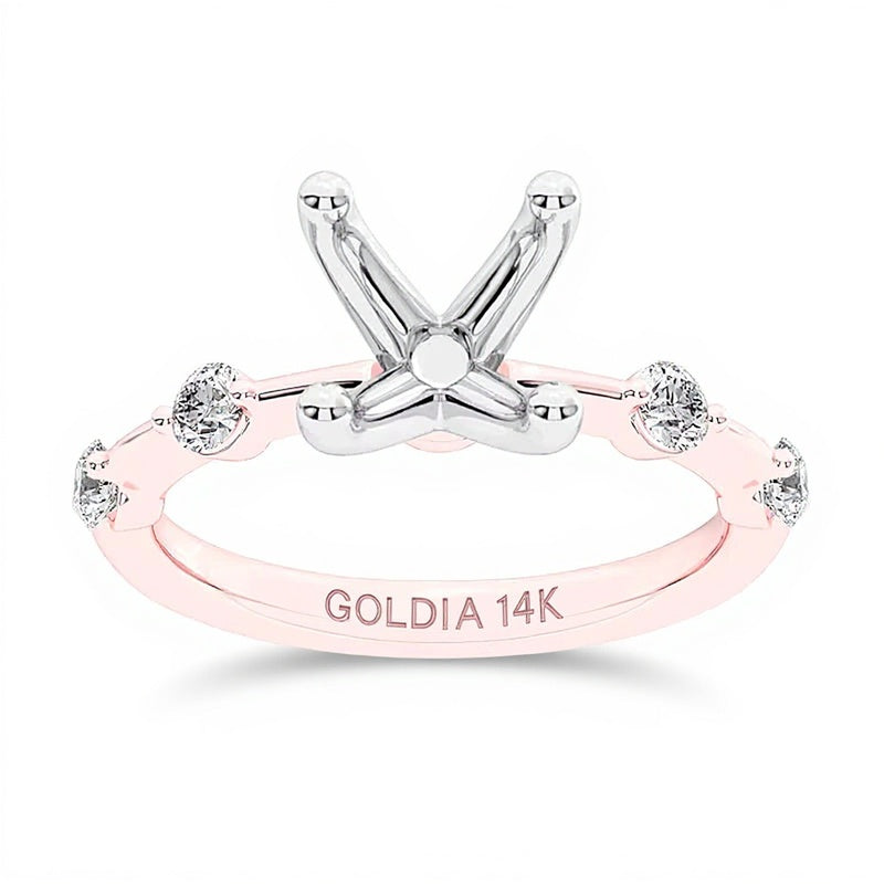 0.25 CT. TW Diamond Station Semi-Mount Setting in 14K Rose Gold
