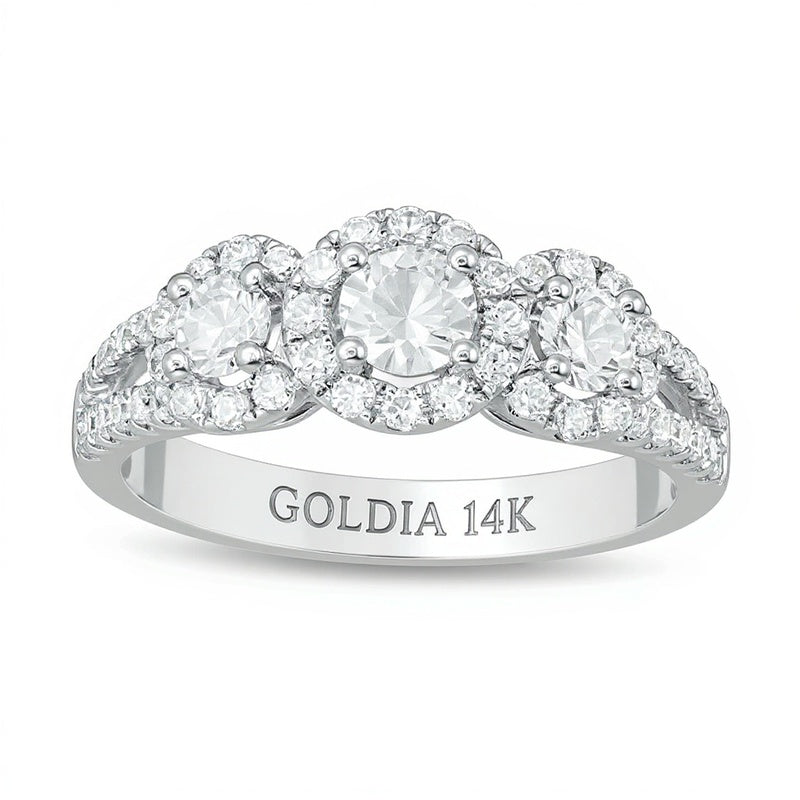 1.0 CT. TW Diamond Past Present FutureÂ® Frame Engagement Ring in 14K White Gold