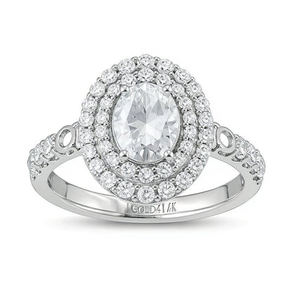 2.75 CT. TW Lab-Grown Oval Diamond Double Frame Engagement Ring in 14K White Gold (F/VS2)