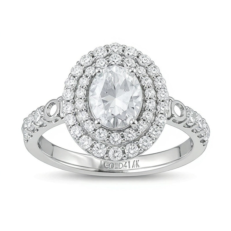 2.75 CT. TW Lab-Grown Oval Diamond Double Frame Engagement Ring in 14K White Gold (F/VS2)