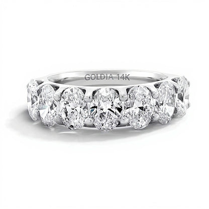 3.0 CT. TW Oval Lab-Grown Diamond Seven Stone Anniversary Band in 14K White Gold (F/SI2)