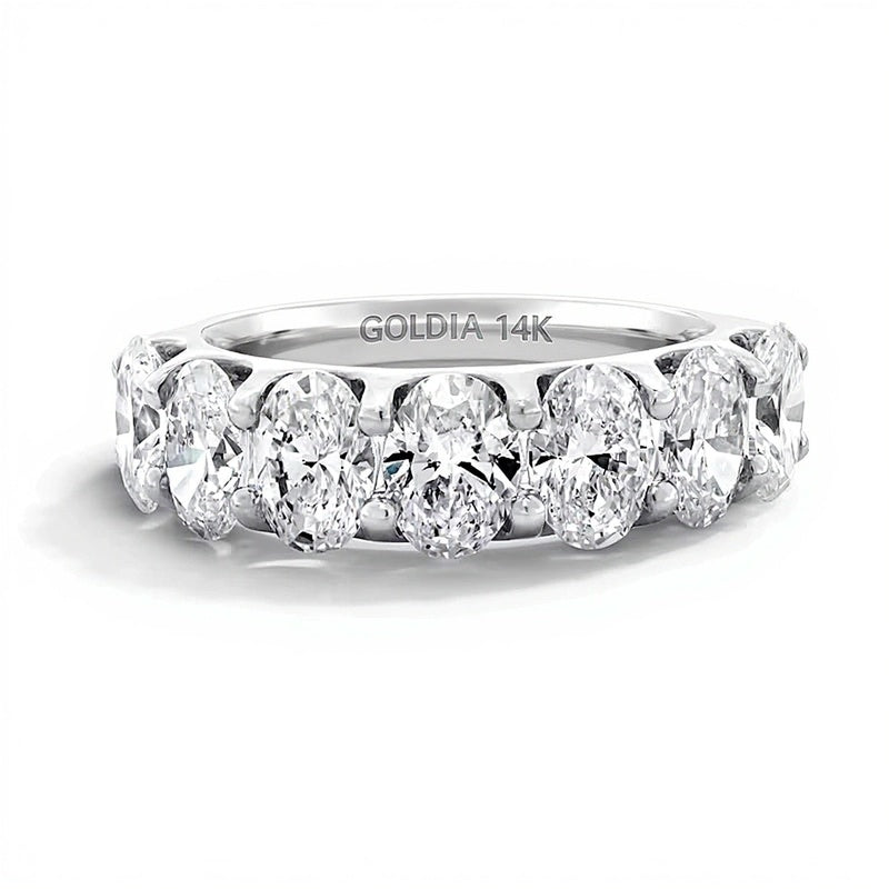 3.0 CT. TW Oval Lab-Grown Diamond Seven Stone Anniversary Band in 14K White Gold (F/SI2)