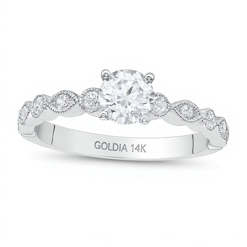 0.63 CT. TW Diamond Alternating Marquise and Circles Engagement Ring in 14K White Gold