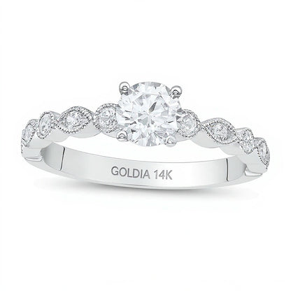 0.63 CT. TW Diamond Alternating Marquise and Circles Engagement Ring in 14K White Gold
