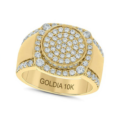 1.5 CT. TW Lab-Grown Multi-Diamond Cushion Frame Medallion Ring in 10K Gold (F/VS2)