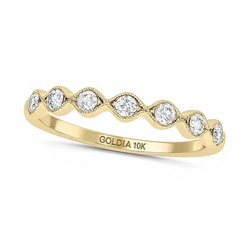 0.25 CT. TW Diamond Station Vintage-Style Stackable Band in 10K Gold