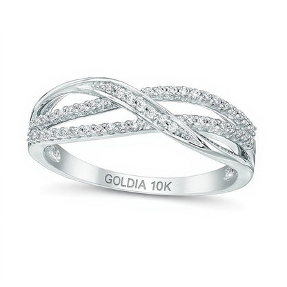 0.17 CT. TW Diamond Layered Crossover Anniversary Band in 10K White Gold
