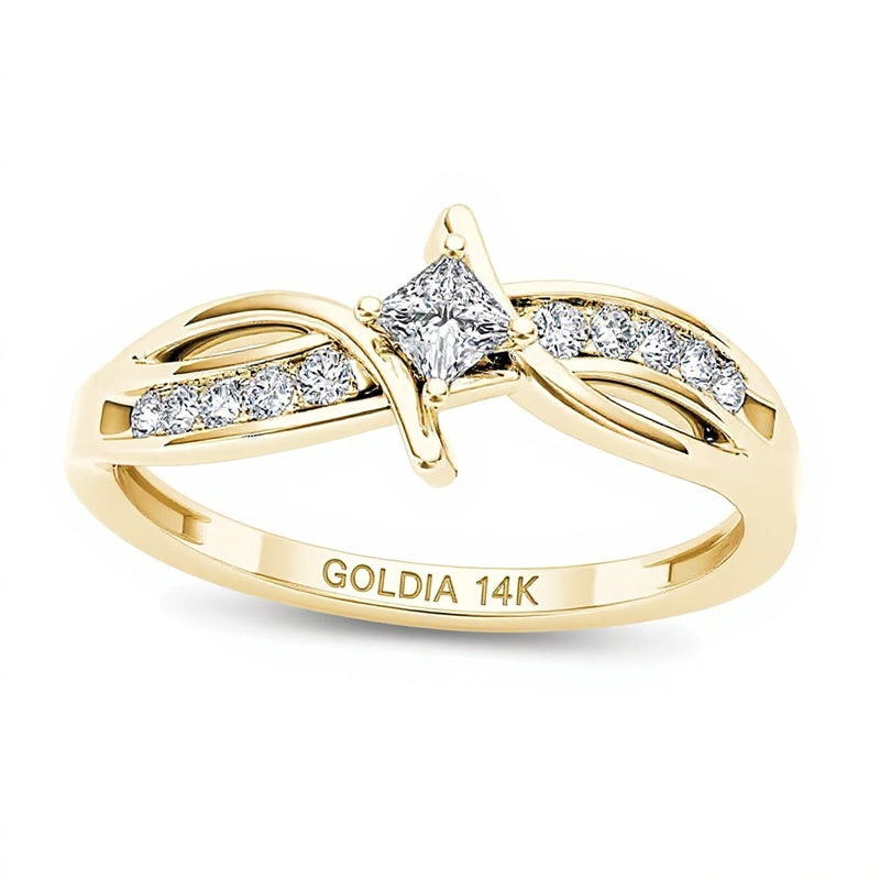 0.25 CT. TW Princess-Cut Diamond Bypass Promise Ring in 14K Gold