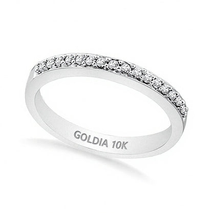 0.1 CT. TW Diamond Wedding Band in 10K White Gold