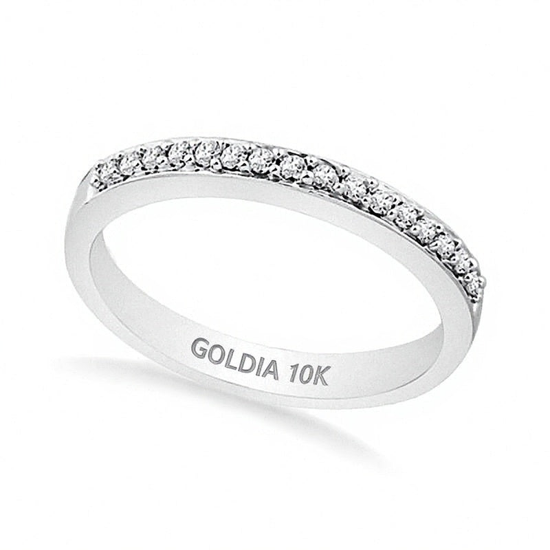 0.1 CT. TW Diamond Wedding Band in 10K White Gold