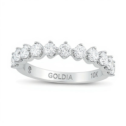 1.0 CT. TW Diamond Eleven Stone Wedding Band in 10K White Gold