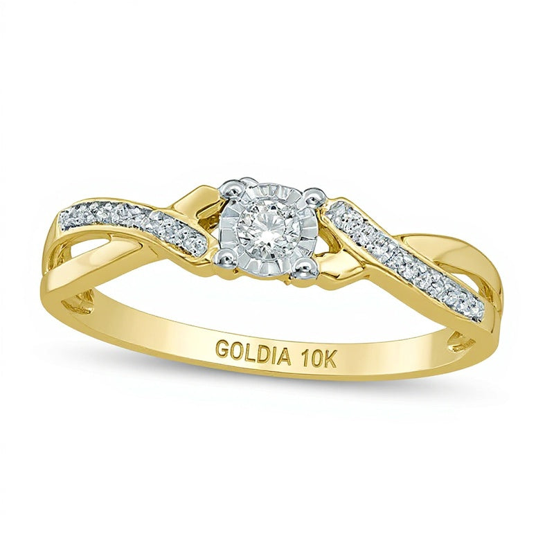 0.1 CT. TW Diamond Twist Shank Promise Ring in 10K Gold