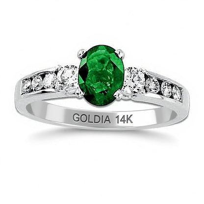 Your Stone Your Storyâ¢ Oval Emerald and 0.38 CT. TW Diamond Ring in 14K White Gold