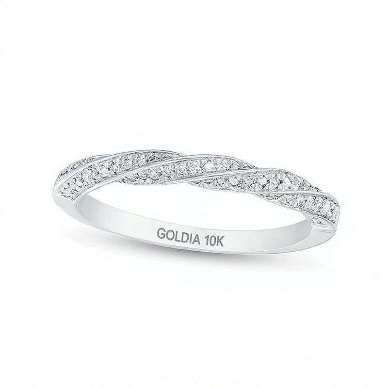 0.2 CT. TW Diamond Twist Wedding Band in 10K White Gold