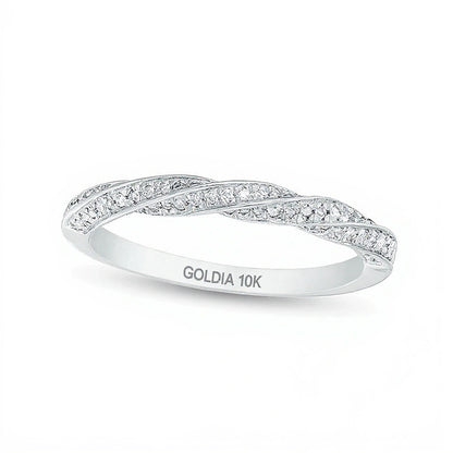0.2 CT. TW Diamond Twist Wedding Band in 10K White Gold