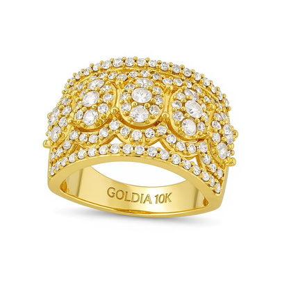 1.5 CT. TW Oval Multi-Diamond Edge Wide Band in 10K Gold
