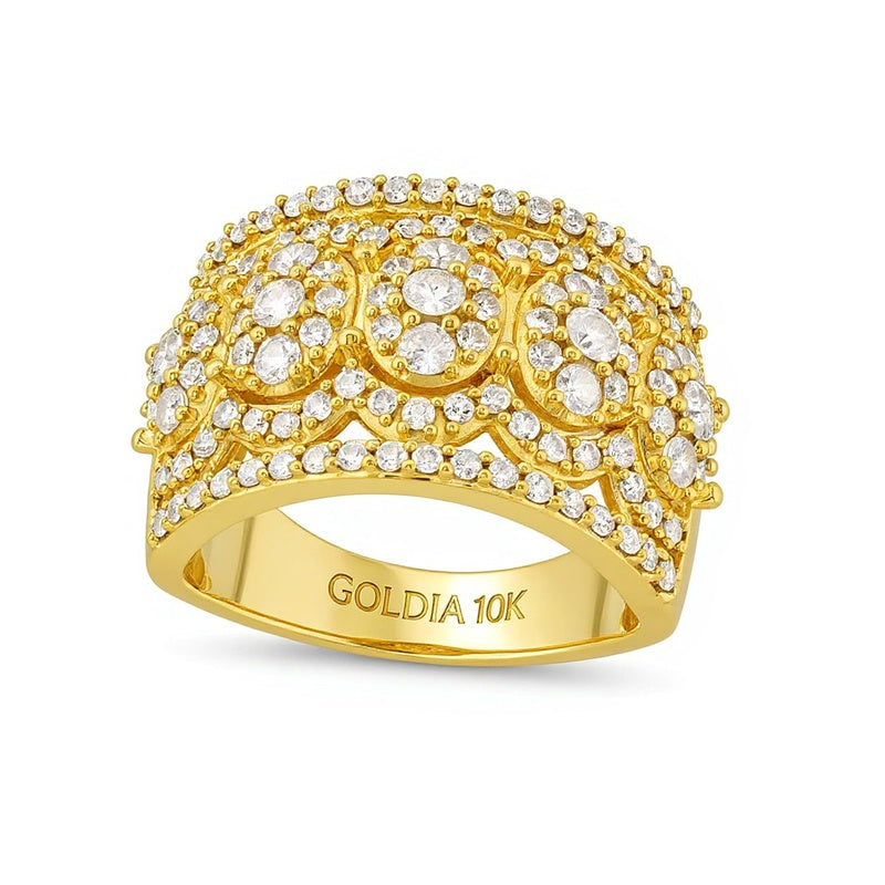 1.5 CT. TW Oval Multi-Diamond Edge Wide Band in 10K Gold