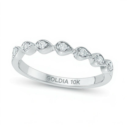 0.1 CT. TW Diamond Seven Stone Sideways Teardrop Anniversary Band in 10K White Gold