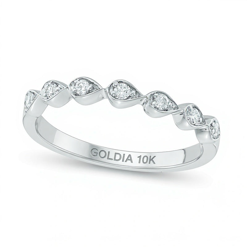 0.1 CT. TW Diamond Seven Stone Sideways Teardrop Anniversary Band in 10K White Gold
