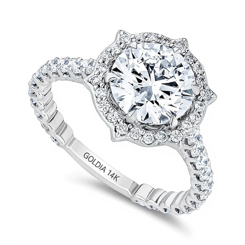 Enchanted Star Belle 2.88 CT. TW Lab-Grown Diamond Frame Engagement Ring in 14K Two-Tone Gold (F/VS2)