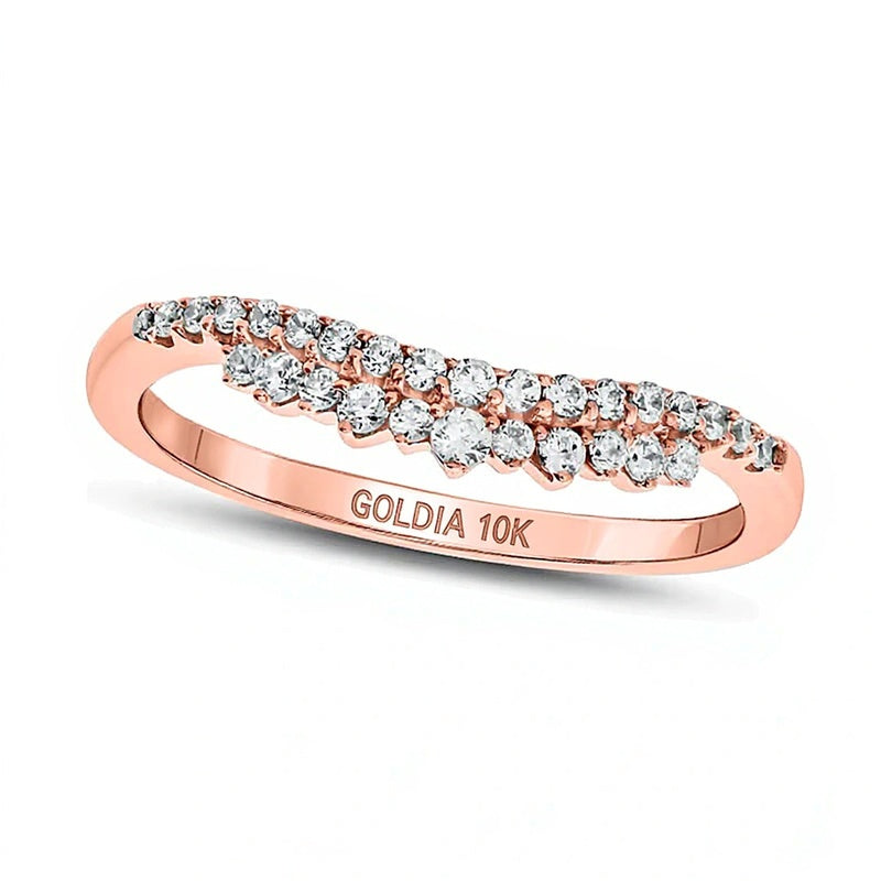 0.25 CT. TW Diamond Tiara Contour Wedding Band in 10K Rose Gold
