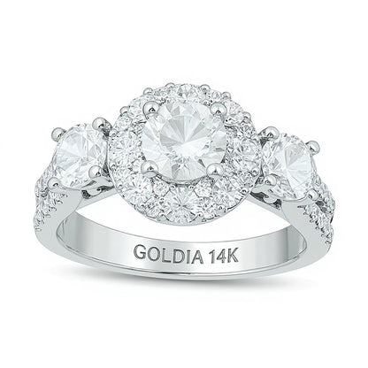 Love's Destiny by Peoples 2.0 CT. TW Diamond Three Stone Engagement Ring in 14K White Gold (I/I1)