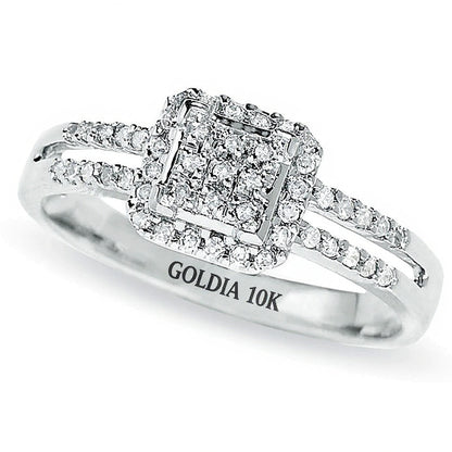 0.25 CT. TW Diamond Split Shank Ring in 10K White Gold