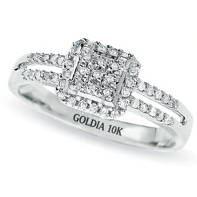 0.25 CT. TW Diamond Split Shank Ring in 10K White Gold