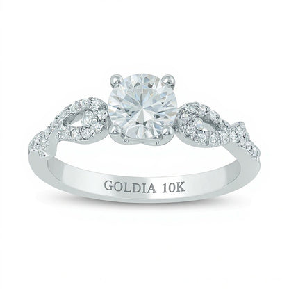 0.88 CT. TW Diamond Twist Engagement Ring in 10K White Gold