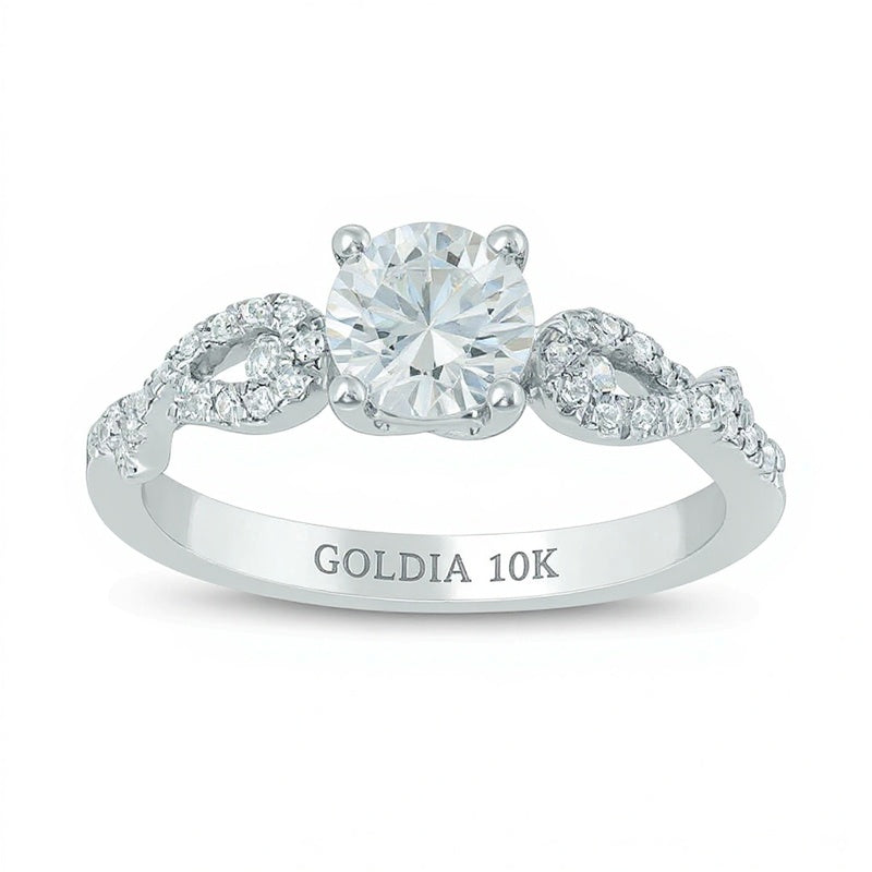 0.88 CT. TW Diamond Twist Engagement Ring in 10K White Gold