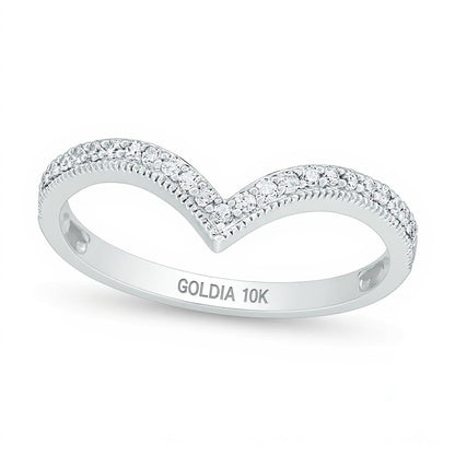 0.17 CT. TW Diamond Chevron Vintage-Style Anniversary Band in 10K White Gold