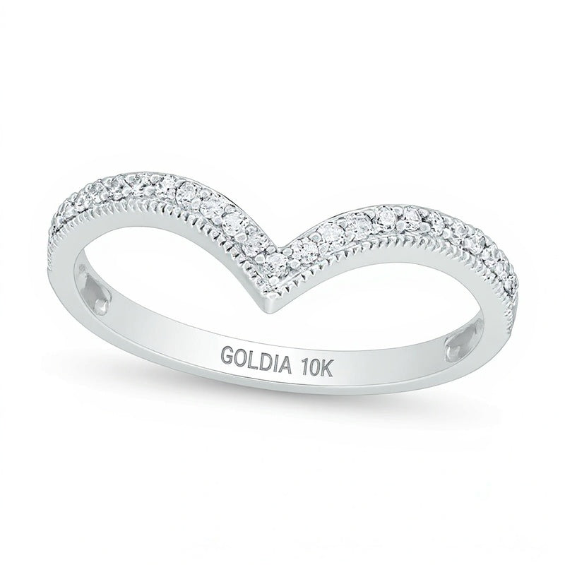 0.17 CT. TW Diamond Chevron Vintage-Style Anniversary Band in 10K White Gold