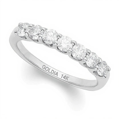 0.75 CT. TW Diamond Seven Stone Wedding Band in 14K White Gold (I/I1)