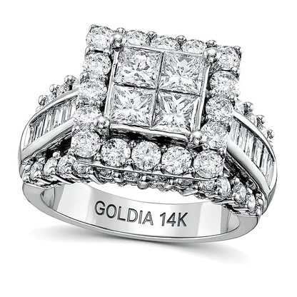 3.0 CT. TW Quad Princess-Cut Diamond Engagement Ring in 14K White Gold